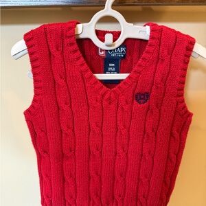 Chaps Toddler Boys Red Cable Knit Sweater Vest Size 18 Months